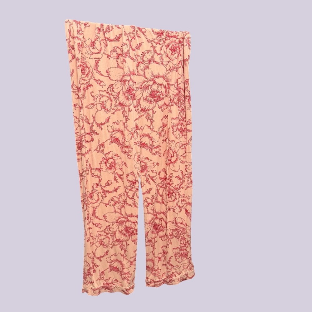 Haven Well Within Pink Floral Toile Pajama Set Size L Comfy Soft Girl Coquette - Picture 6 of 8